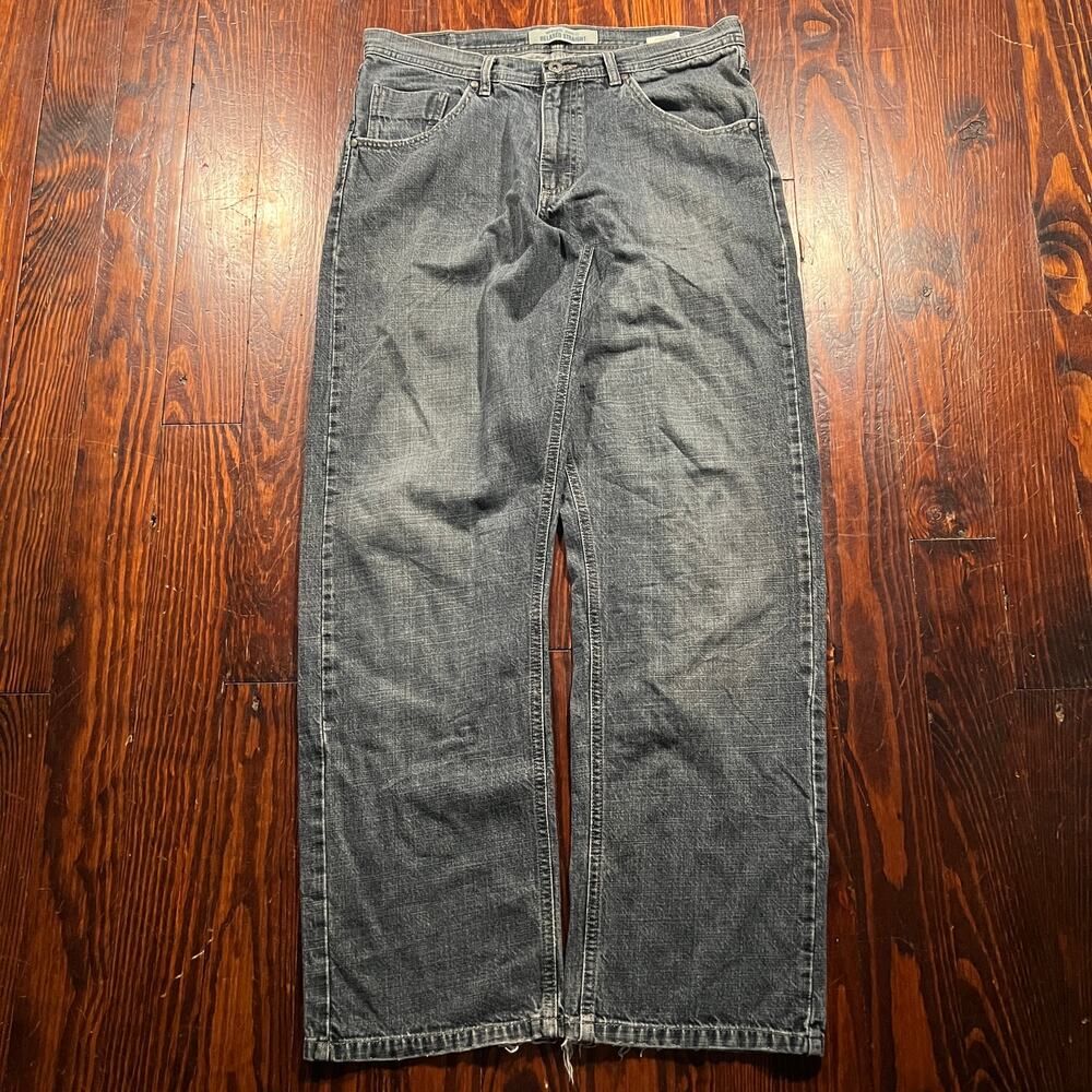 Wrangler 32x32 Y2K Relaxed Straight Jeans Gray Denim